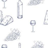 Background with bottle glasse cheese grape and wine