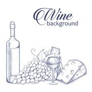 Background with bottle glasse cheese grape and wine N3