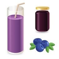 Set of blueberry jam and cocktail