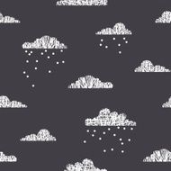 Snowy clouds seamless pattern high contrast white and dark grey