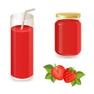 Set of strawberry jam and juice