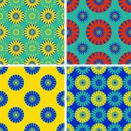 Set of seamless patterns with round elements Vector illustration