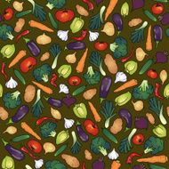 Veggie seamless vector pattern with vegetables N2