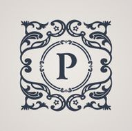 Calligraphic floral emblem Vecoor vintage symbol