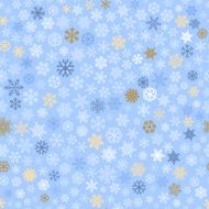 Seamless pattern of snowflakes multicolored on light blue N2