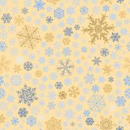 Seamless pattern of snowflakes multicolored on beige
