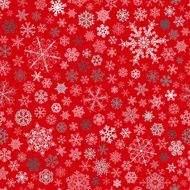 Seamless pattern of snowflakes white and gray on red
