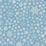 Seamless pattern of snowflakes white on light blue