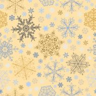 Seamless pattern of snowflakes multicolored on beige N2