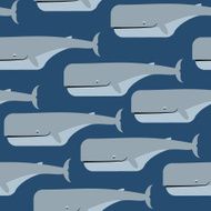 Sperm whale seamless pattern Blue background