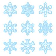 snowflakes - blue and white vector set