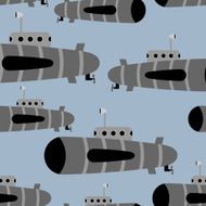 Submarine seamless pattern Vector background of underwater ship
