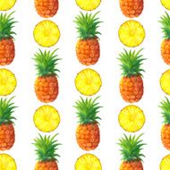 Watercolor seamless pattern with pineapples