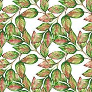 Watercolor seamless pattern with colorful leaves