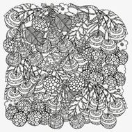Pattern for coloring book with artistically cherries