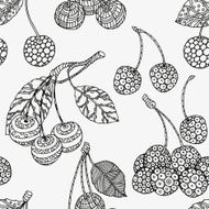 Seamless pattern with artistically cherries N2