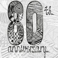 Template emblem 80th anniversary with zentangle pattern N2