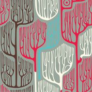 Colorful Seamless Pattern with stylized trees N2