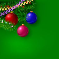 Green Christmas background with branches of trees serpentine