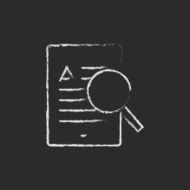 Tablet and magnifying glass icon drawn in chalk