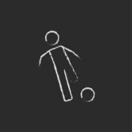 Soccer player with ball icon drawn in chalk N2