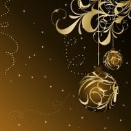Christmas floral card with gold ball N2