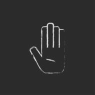 Medical glove icon drawn in chalk N2
