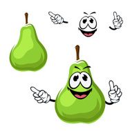 Cartoon funny green pear fruit