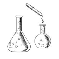 Dropper and laboratory flasks sketch N2