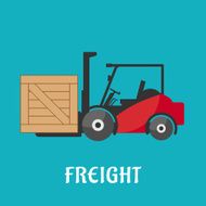Freight delivery flat icon with forklift truck N2