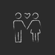 Couple in love icon drawn chalk N2