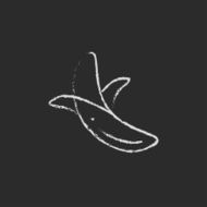 Peeled banana icon drawn in chalk N2