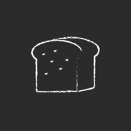 Half of bread icon drawn in chalk