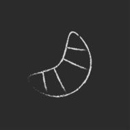 Croissant icon drawn in chalk N2