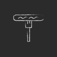 Sausage on the fork icon drawn in chalk N2