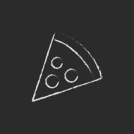Pizza slice icon drawn in chalk N2