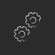 Gears icon drawn in chalk N2
