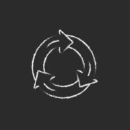 Arrows circle icon drawn in chalk