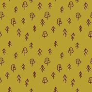 Forest nature abstract green doodles background