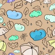 Autumn brown umbrellas seamless pattern N2