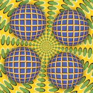 Optical illusion of rotation four ball
