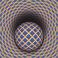 Optical illusion of the ball is rolling into a hole
