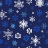 Vector Dark Blue White Snowflakes Winter Holidays Seamless Pattern
