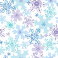 Vector Blue Purple Detailed Snowflakes Holiday Seamless Pattern