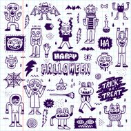 Happy Halloween Wacky Cartoon Doodle Set 1 N2