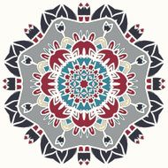 Yoga Yantra Symbol Oriental multicolored stylized Mandala motif round lase