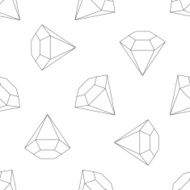 Seamless pattern with crystals diamonds brilliants in thin line style N3