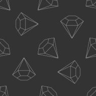 Seamless pattern with crystals diamonds brilliants in thin line style N4