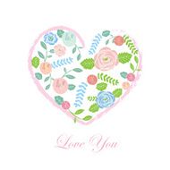 Floral Heart Card Cute retro flowers