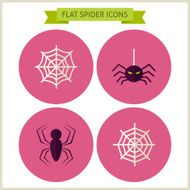 Flat Scary Spider Website Icons Set